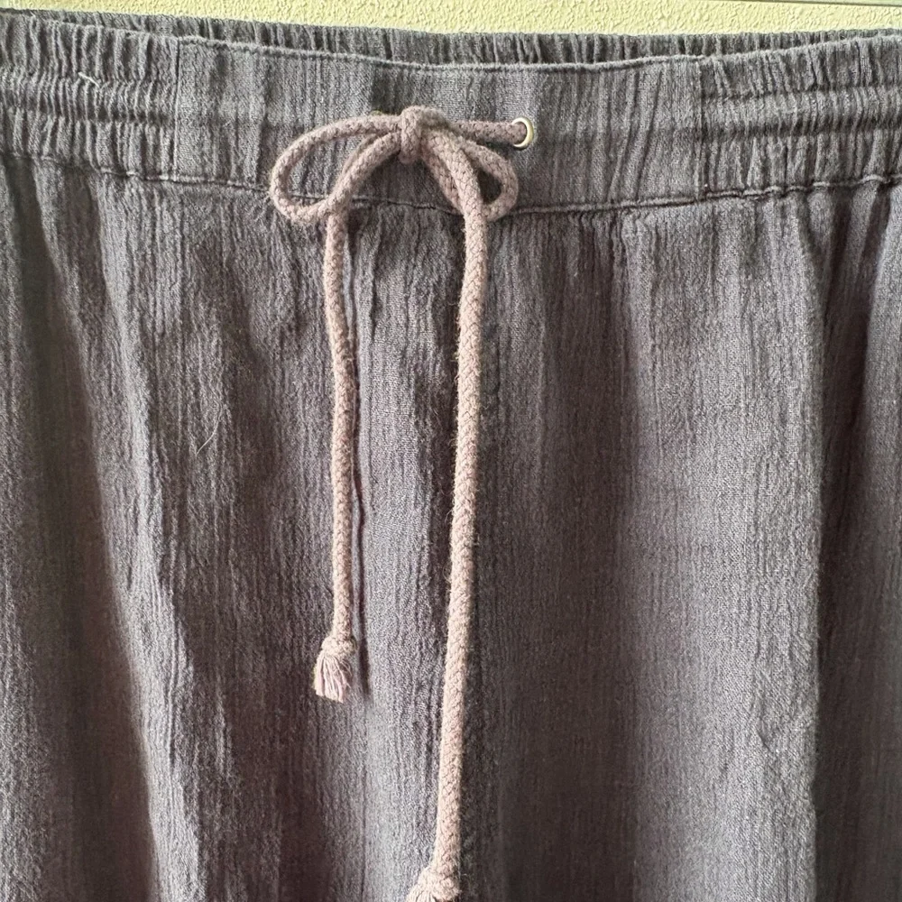 Poetry Linen Blend Drawstring Ankle Pants Size 14 Coastal Chic Navy Quiet Luxury - Picture 5 of 12